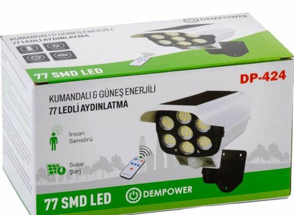 DEMPOWER KUMANDALI GÜNEŞ ENERJİLİ 77 LEDLİ AYDINLATMA DP-424
