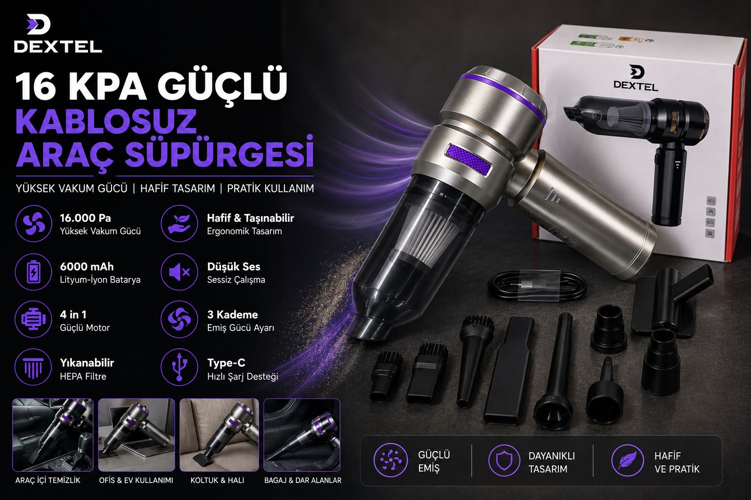 DEXTEL BRUSHLESS MOTOR VACUUM CLEANER 313 16000PA