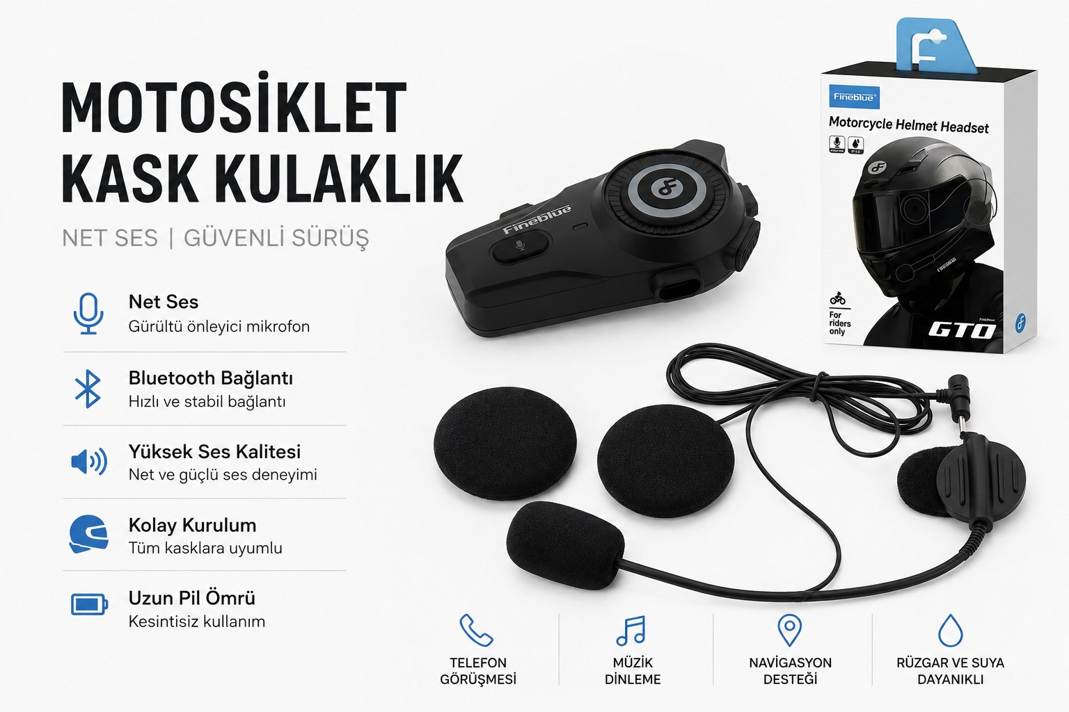 FİNEBLUE MOTORCYCLE HELMET HEADSET