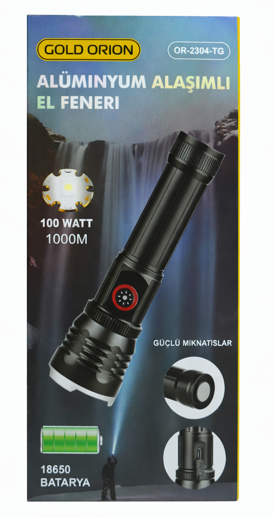 GOLD ORION OR-2304-TG ALİMUNYUM ALIŞIMLI EL FENERİ