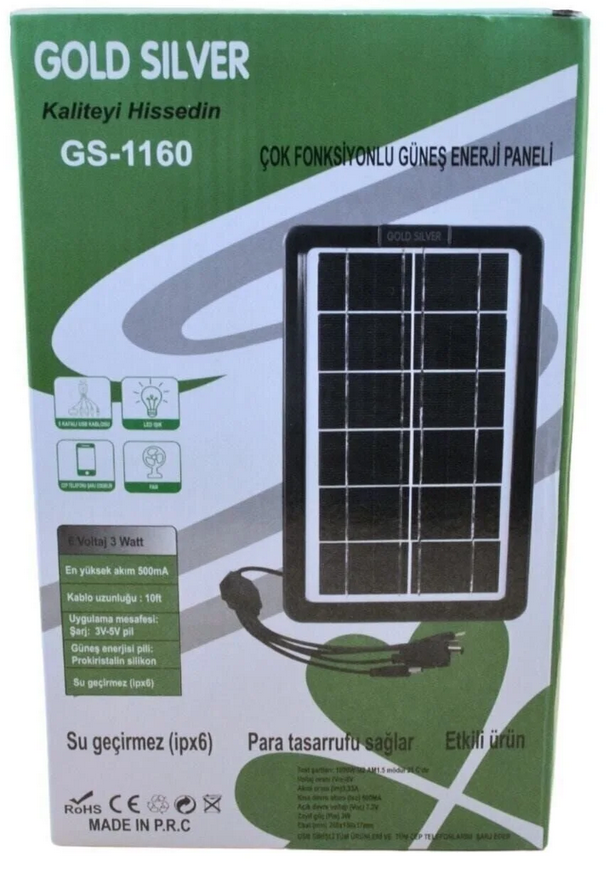 GOLD SILVER GS-1160 GÜNEŞ PANELİ ÇOK FONKSİYONLU