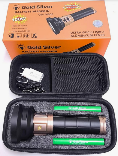 GOLD SİLVER ULTRA GÜÇLÜ IŞIKLI ALÜMİNYUM FENER GS-14700