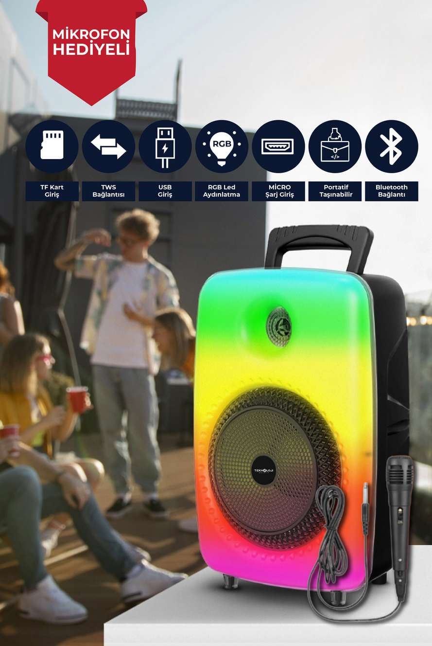 GREATNİCE FLAME LIGHT WİRELESS SPEAKER 8INCH GTS-1802
