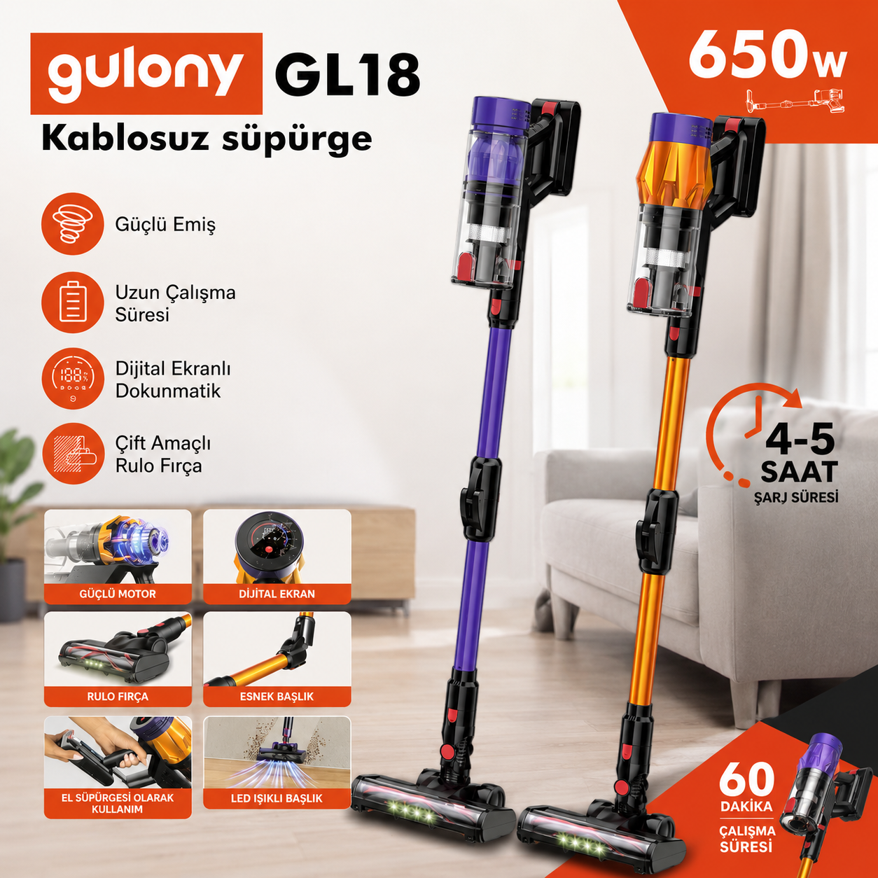 GULONY GL-20 KABLOSUZ SÜPÜRGE