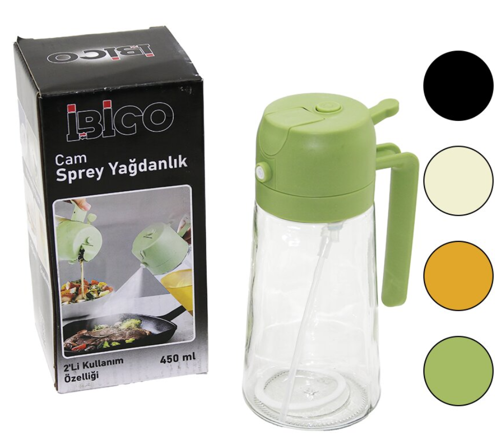 İBİCO İ22-169 2İN1 SPREYLİ & AKITMALI CAM YAĞDANLIK 450ML KİLİTLİ KAPAKLI & SÜRAHİ MODELİ