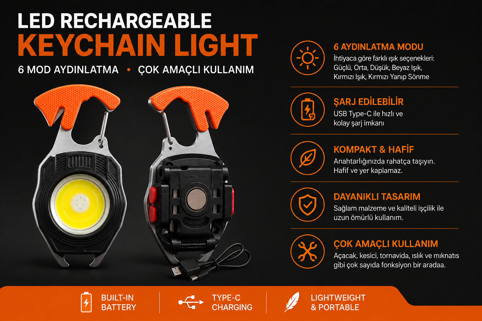 K LIGHT KL-W5147 LED RECHARGEABLE KEYCHAIN LIGHT