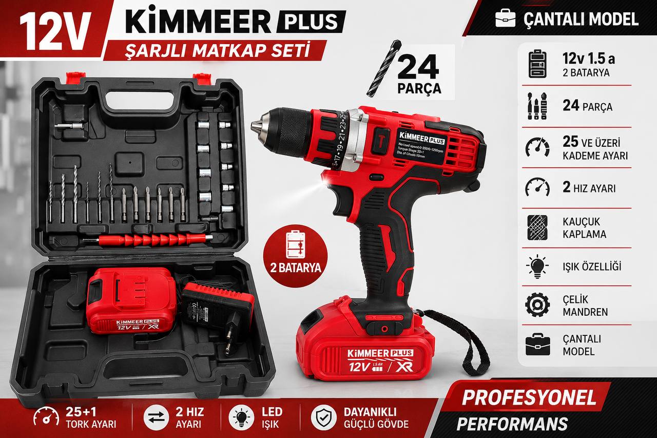 KİMMEER PLUS KM0101K KIRMIZI MATKAP