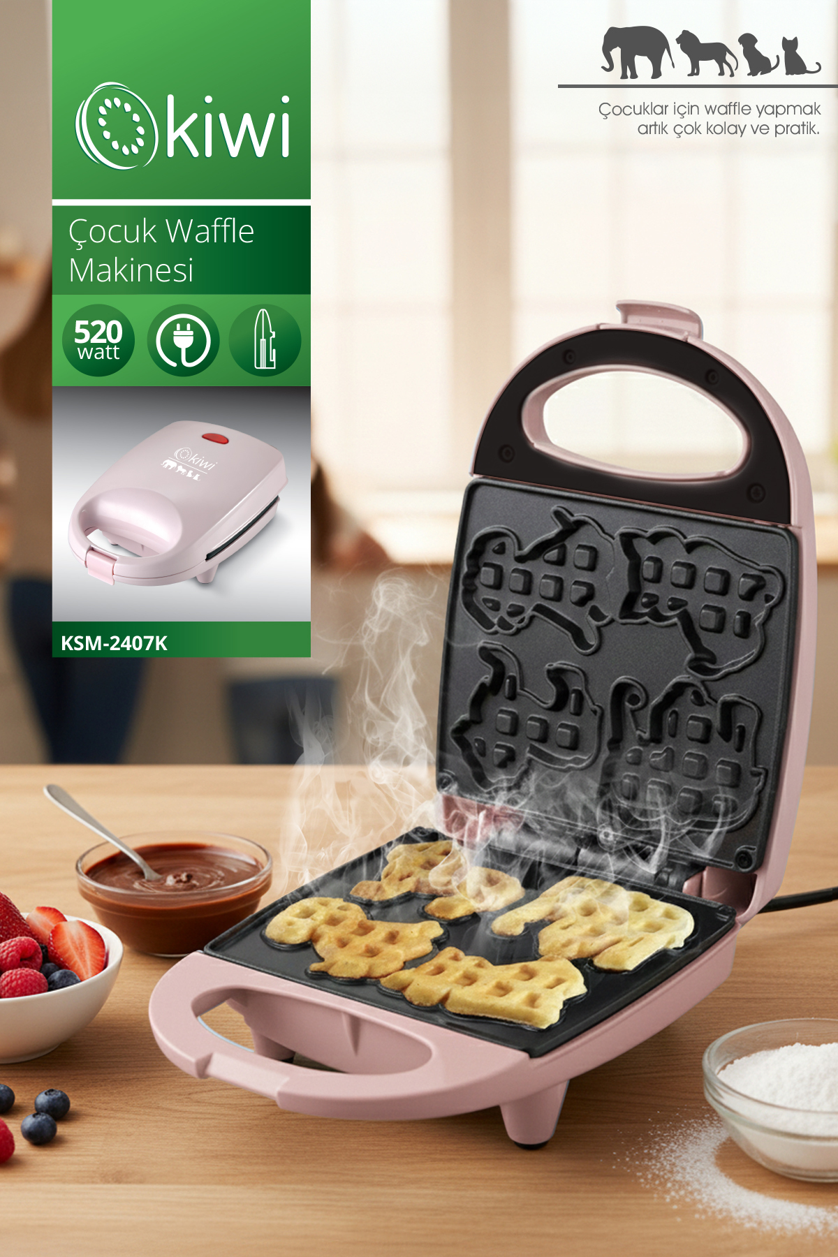KİWİ KSM-2407K ÇOCUK WAFFLE MAKİNESİ KSM-2407K