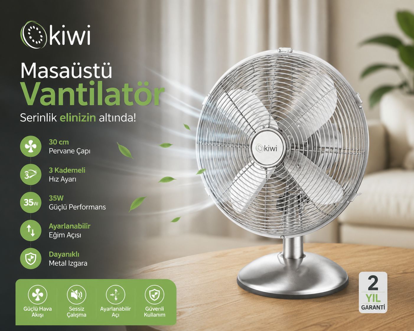 KİWİ KFAN-7626 MASAÜSTÜ VANTİLATÖR