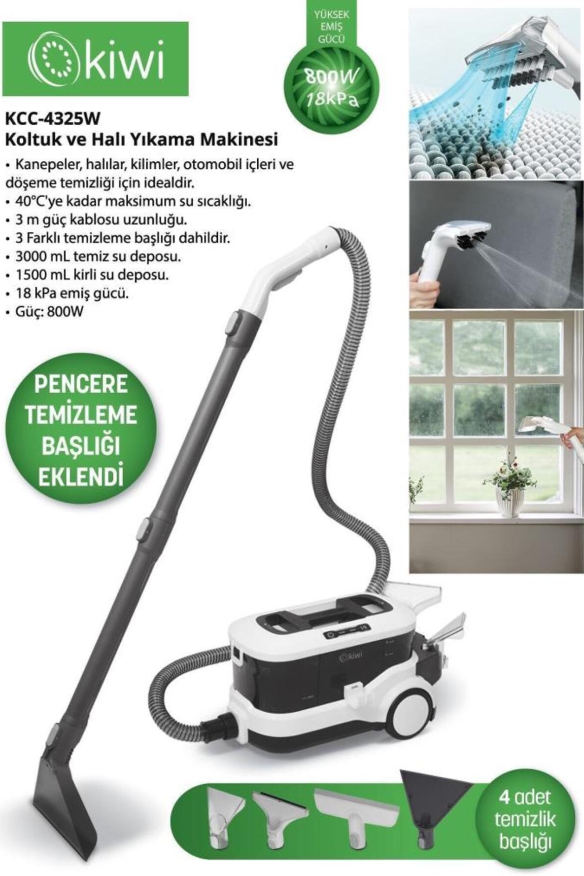 KİWİ KOLTUK VE HALI YIKAMA MAKİNESİ KCC-4325W