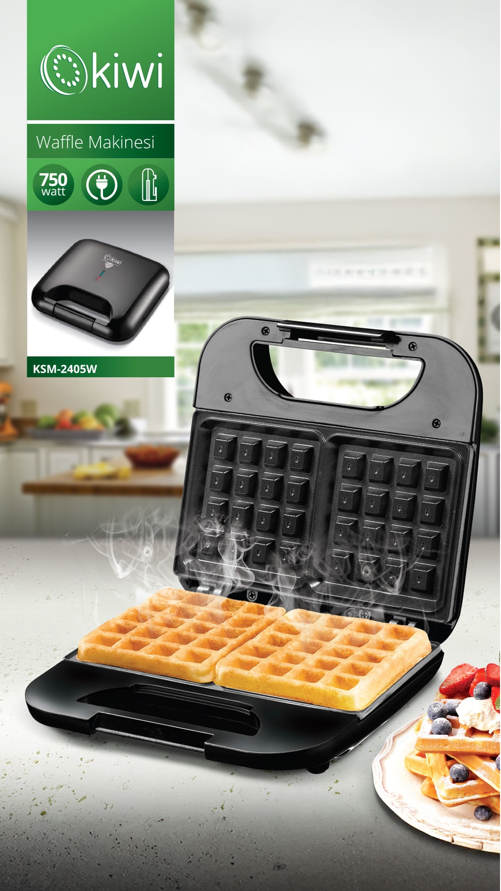 KİWİ KSM-2405W WAFFLE MAKİNASI