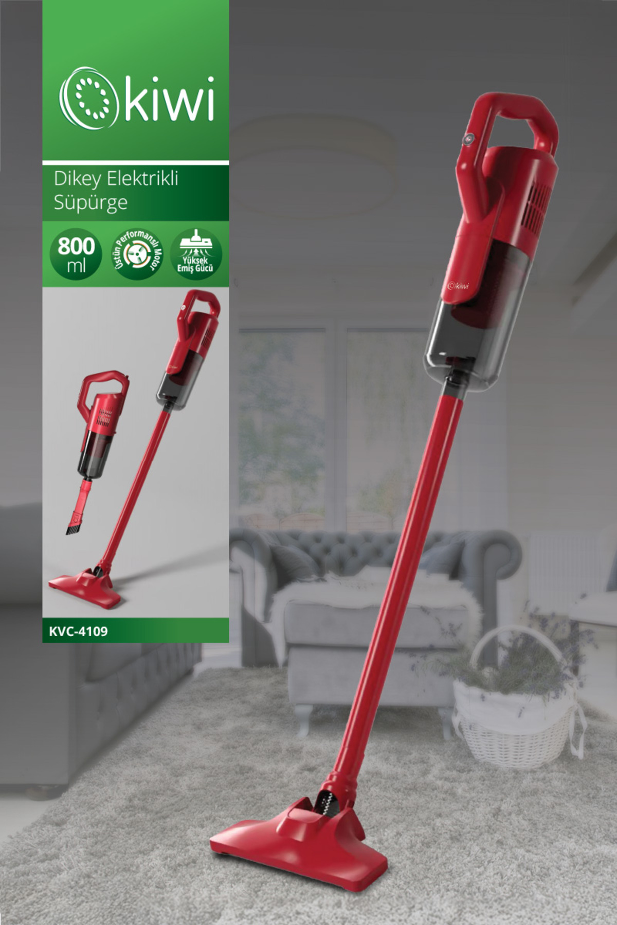 KİWİ KVC-4109 DİKEY ELEKTİRİKLİ SÜPÜRGE