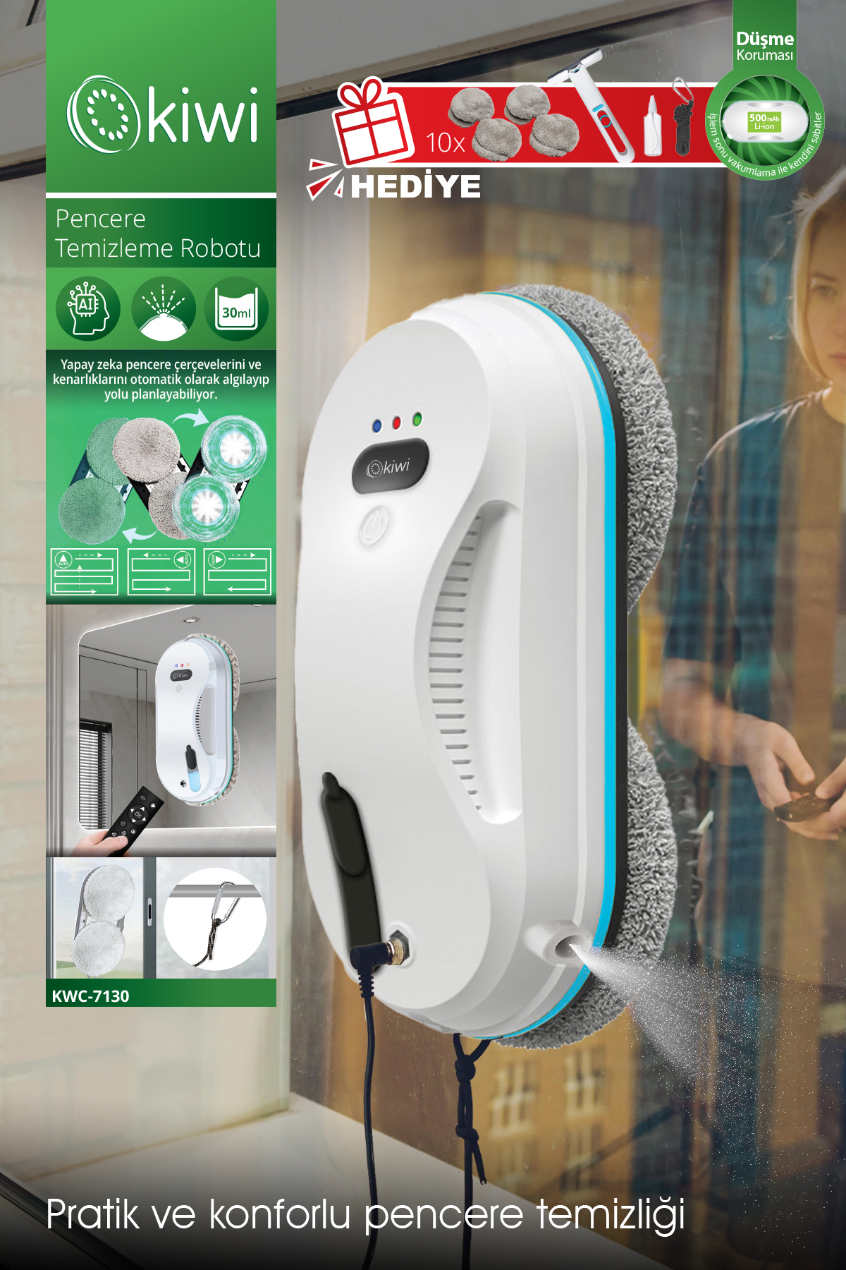 KİWİ KWC-7130 ŞARLI CAM TEMİZLEYİCİ