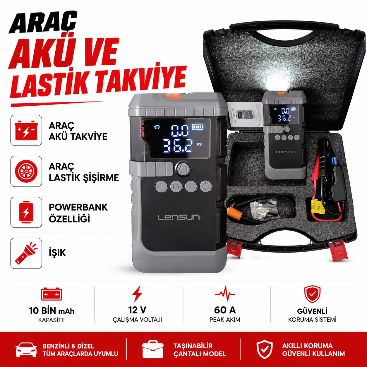 LENSUN LS99 JUMP STARTER&INFLATOR