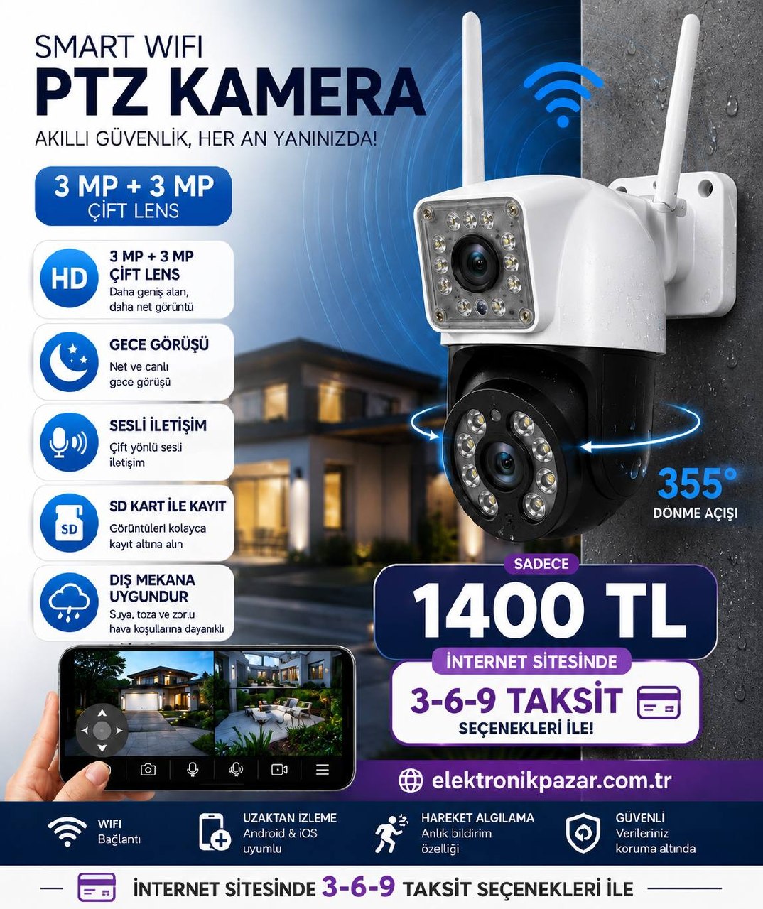 O-KAM-3012 PRO SMART WİFİ 3MP+3MP KAMERA