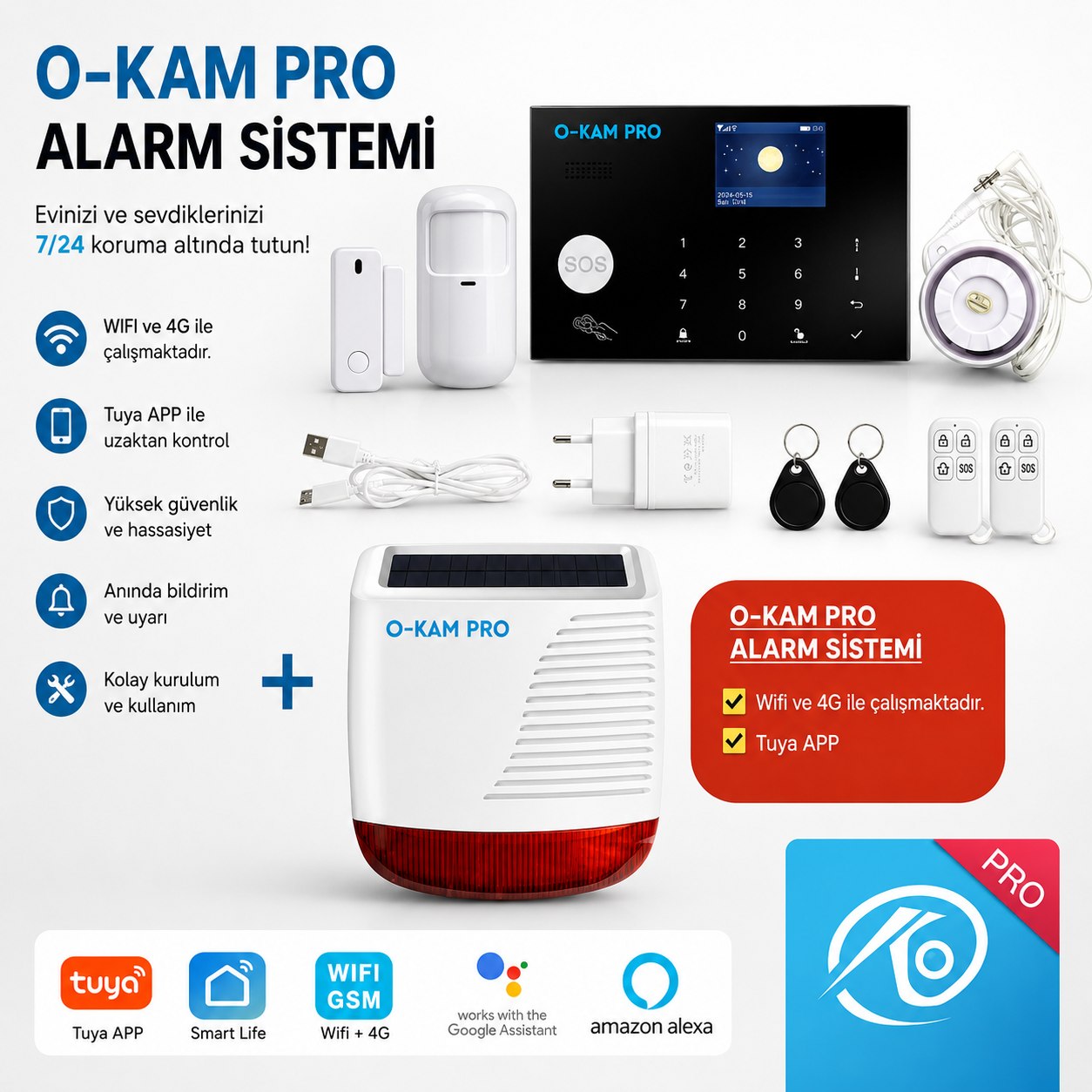 OKAM PRO WİRELESS OUTDOOR ALARM SİREN WİTH STROBE LİGHT 3032