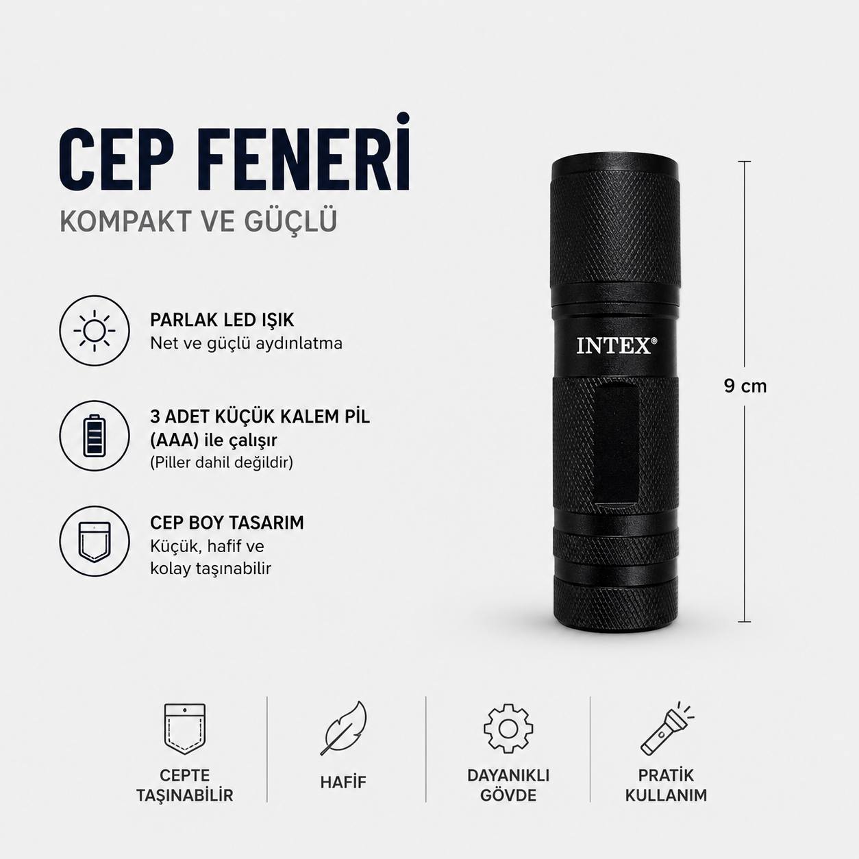 PANTHER INTEX IN-18 PİLLE ÇALIŞAN EL FENERİ