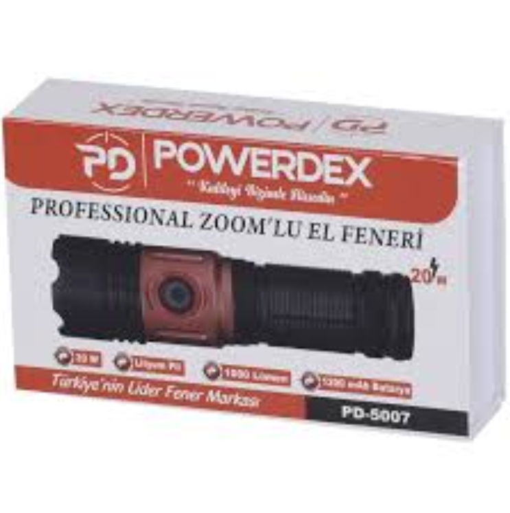 POWERDEX PROFESYONEL ZOOMLU EL FENERİ PD-5007