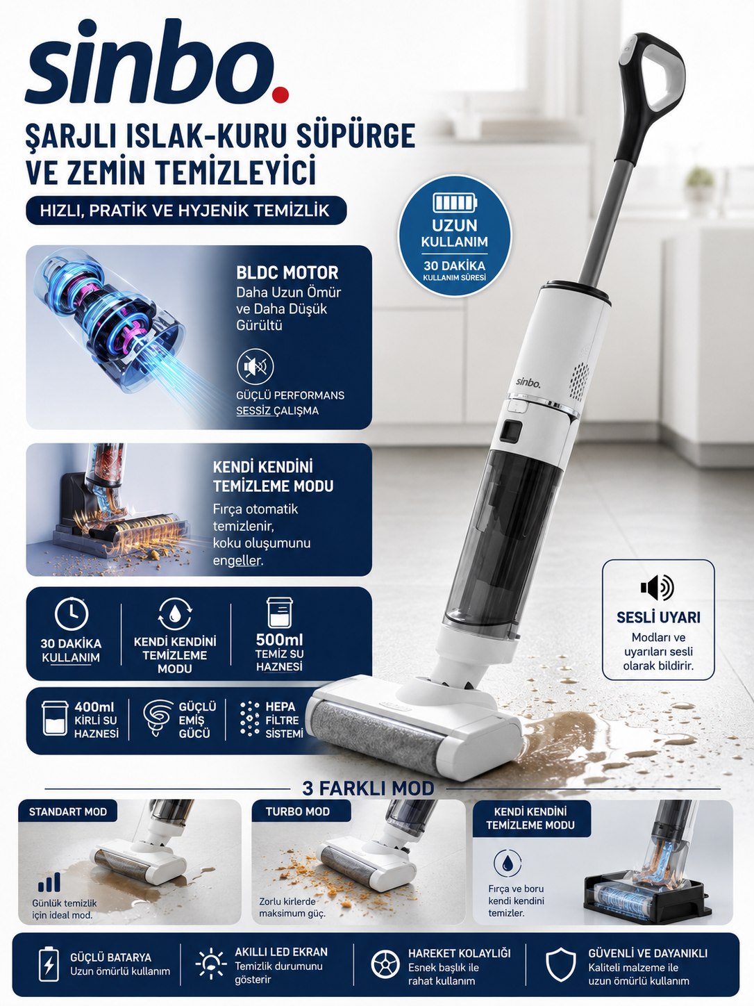 SİNB SFC-4101 ISLAK-KURU YÜZEY TEMİZLEYİCİ