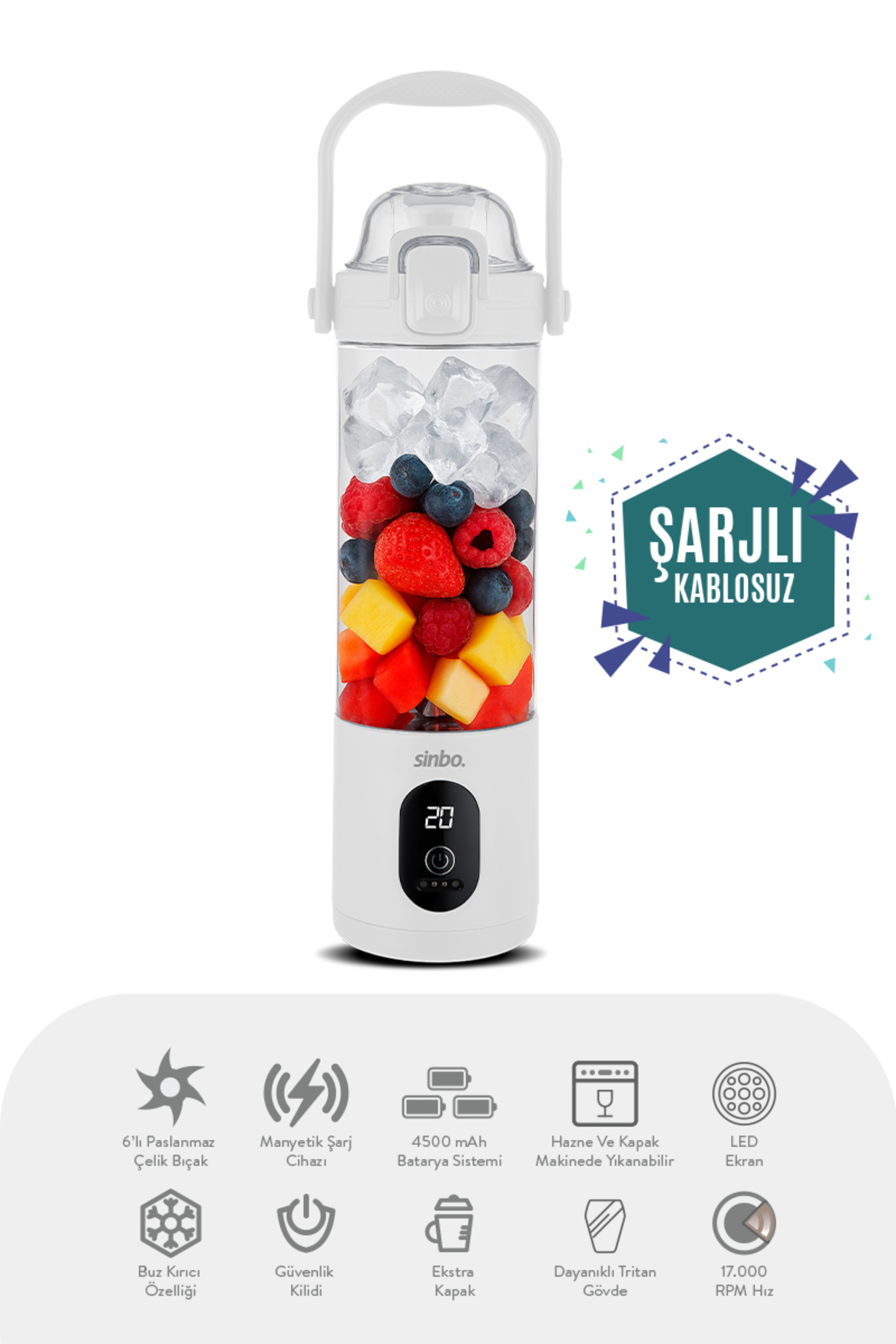SİNBO SHB-7504 TAŞINABİLİR SMOOTHİE BLENDER ŞARJLI