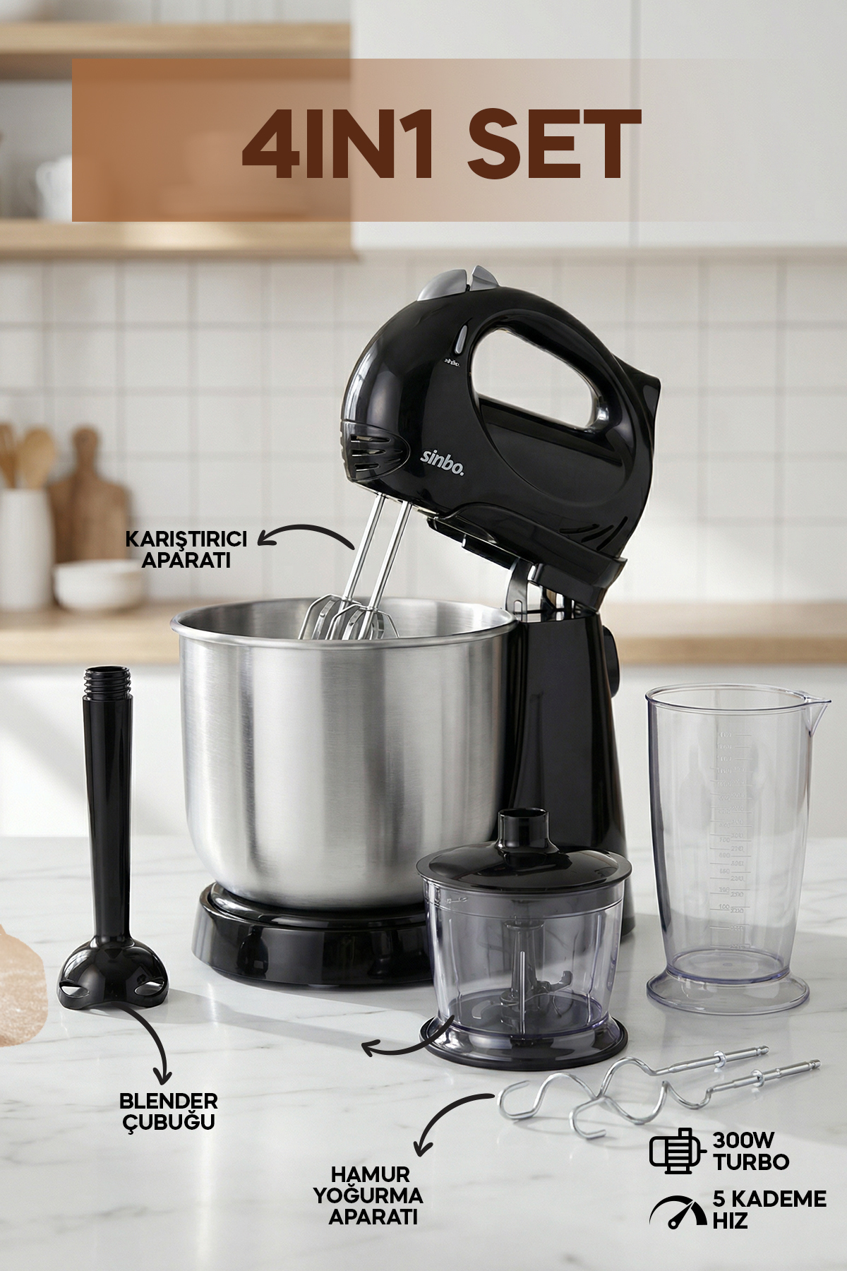 SİNBO SMX-2731 INOX TASLI MİXER BLENDER SETİ