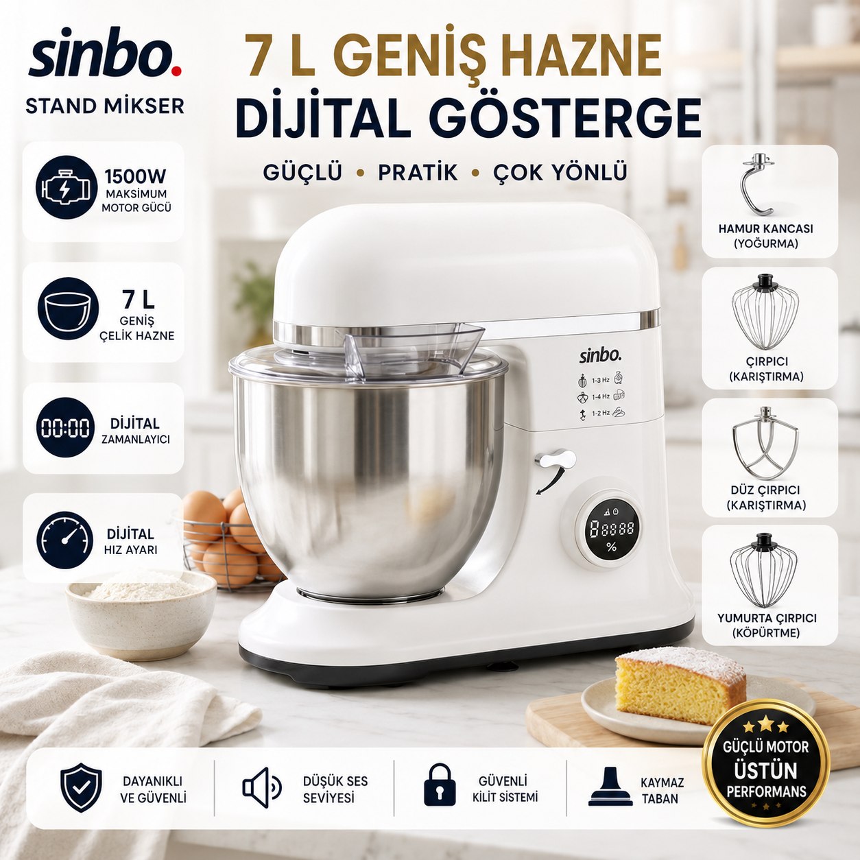 SİNBO SMX-2773 STANDLI MİKSER BEYAZ