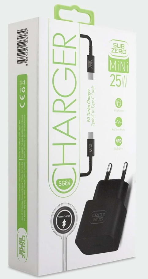SUBZERO CHARGER TYPE-C TO TYPE-C CABLE 25W SG84 ŞARJ ALETİ