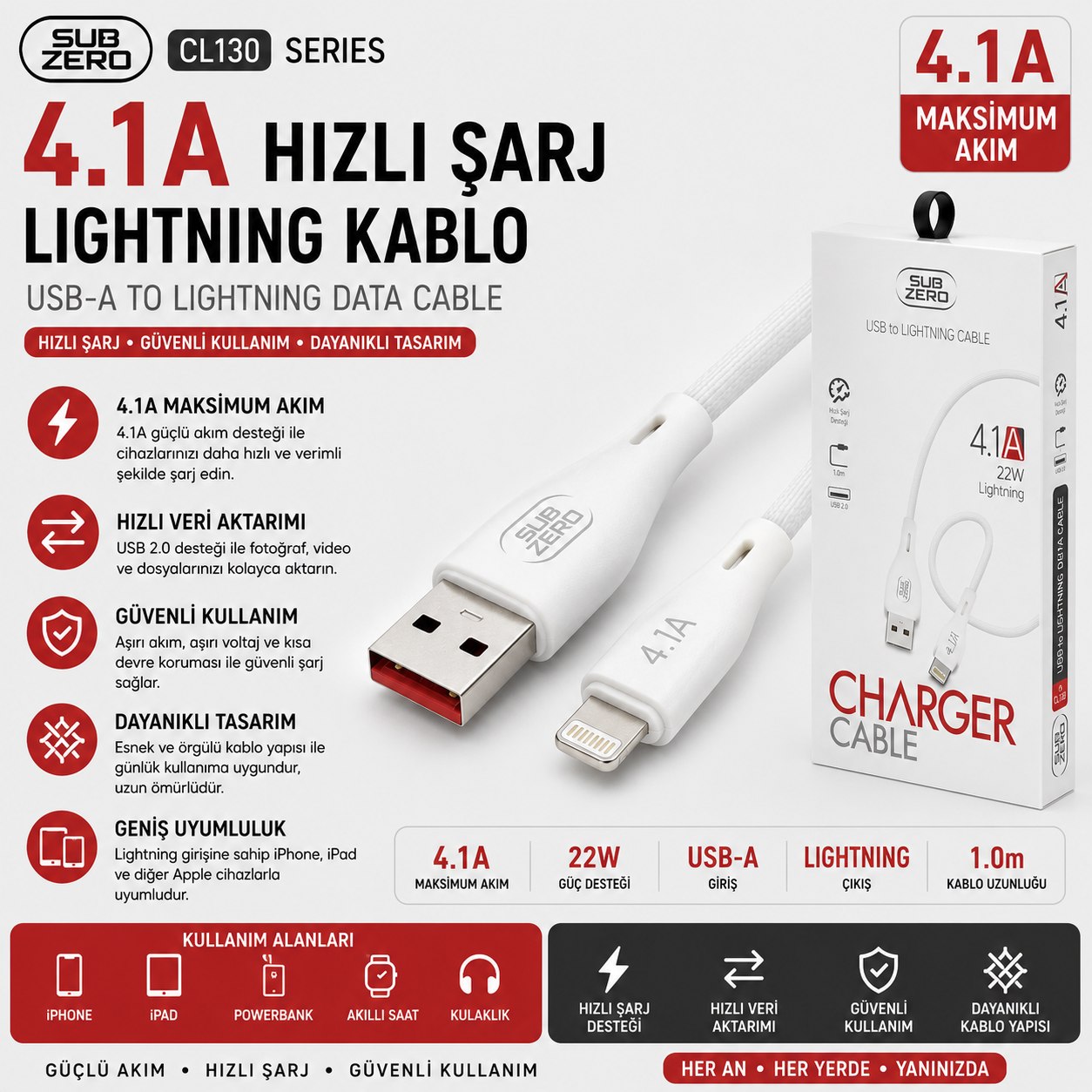 SUBZERO CL130 4,1A LIGHTNIG KABLO