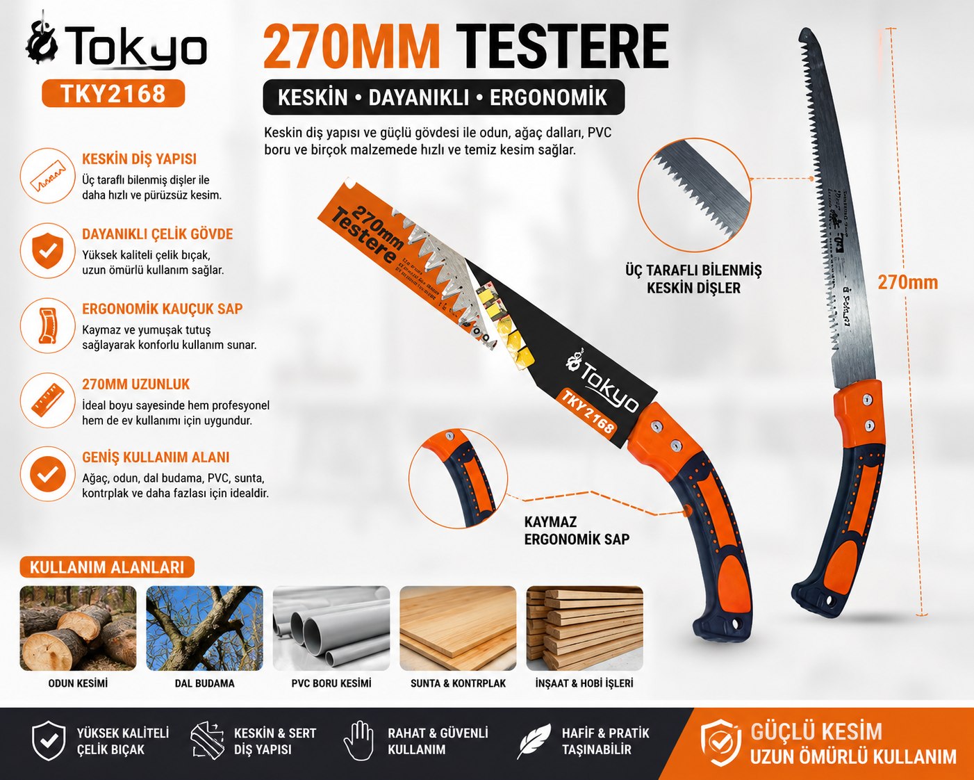 TOKYO TKY-1162 TESTERE 270 MM KALİTELİ