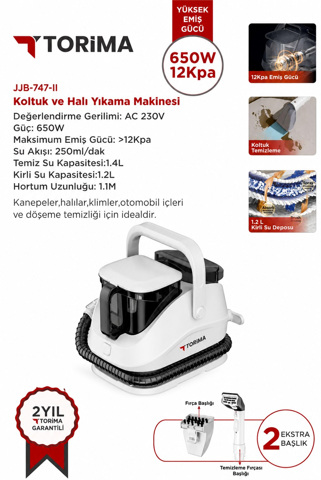 TORİMA CARPET CELANER 2EXTRA BRUSH JJB-747-11