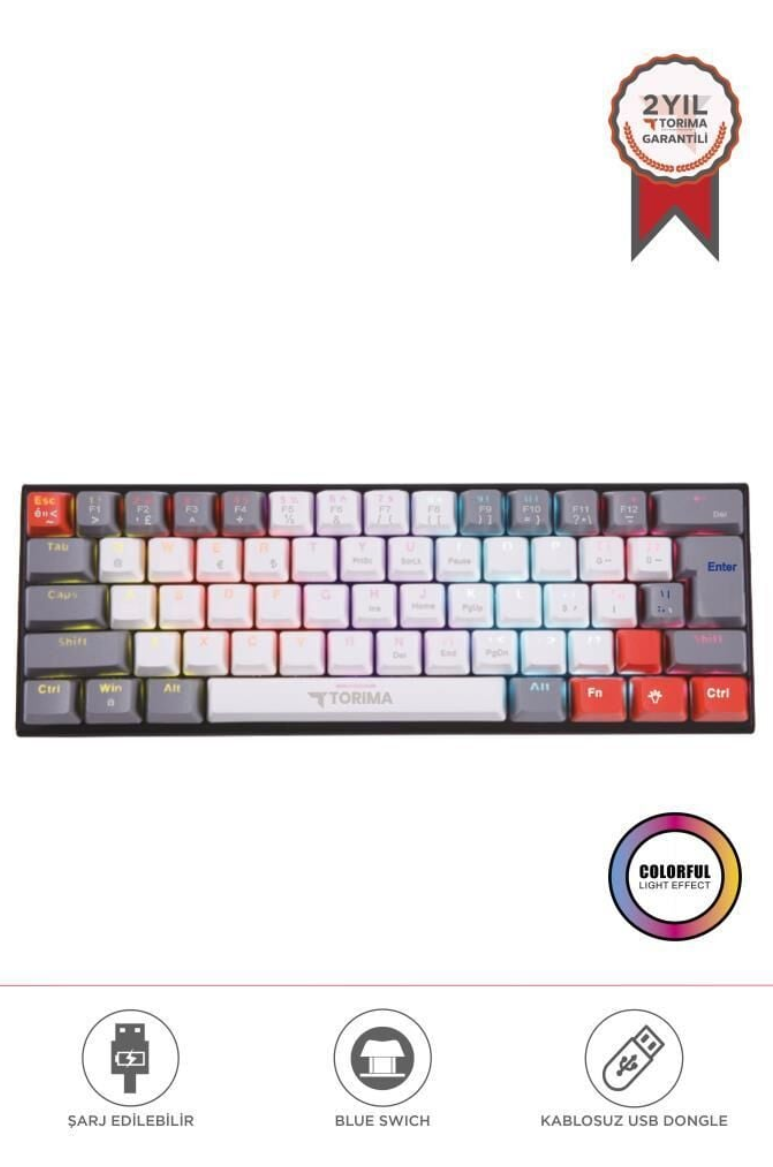 TORIMA WHITE RGB MECHANICAL WIRELESS KEYBOARD TK-11