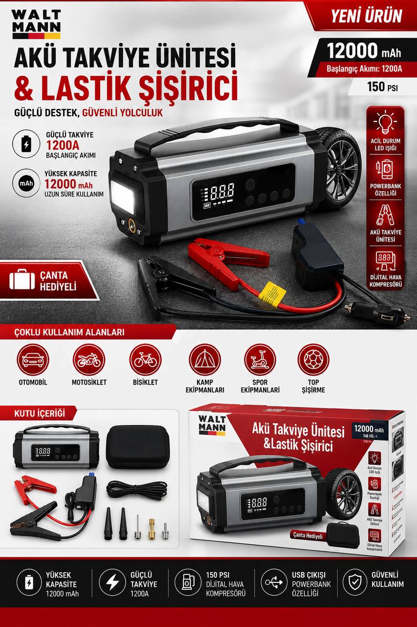 WALTMANN MC6613 AKÜ TAKVİYE ÜNİTESİ &LASTİK ŞİŞİRİCİ