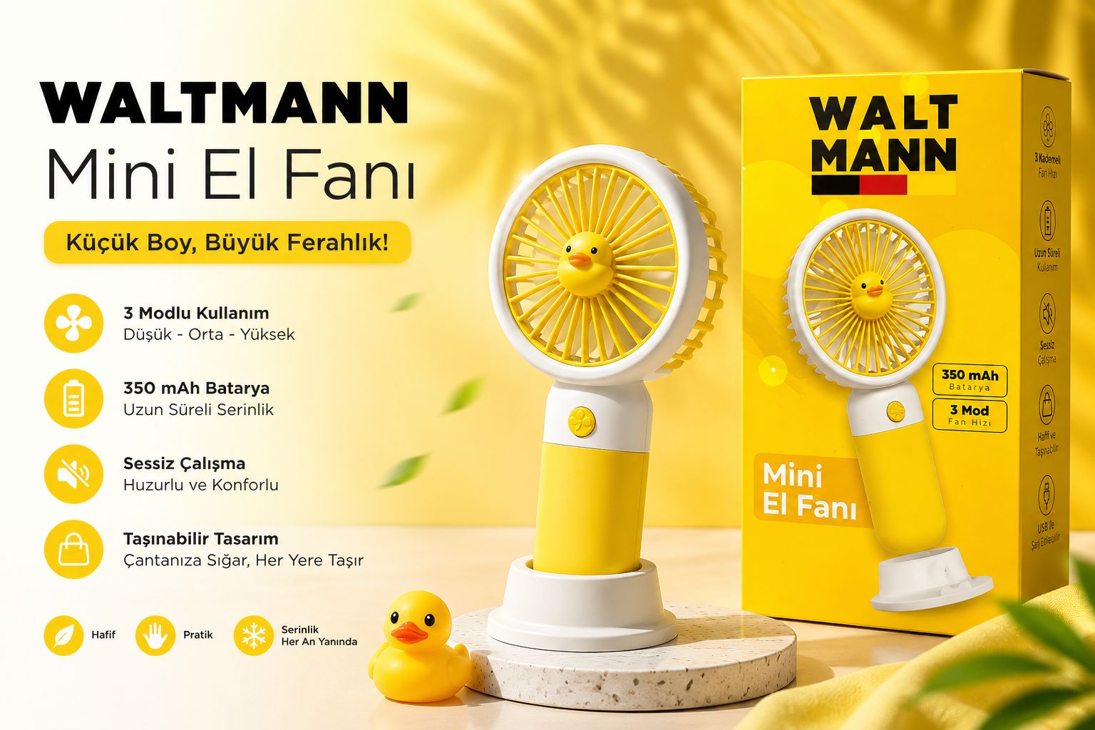 WALTMANN MKC-03 MİNİ EL FANI SARI