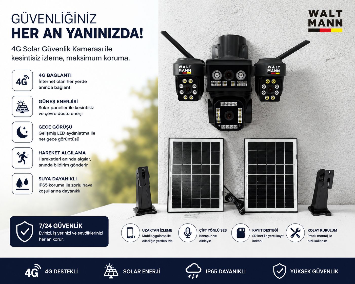 WALTMANN WM-704G SOLAR GÜVENLİK KAMERASI